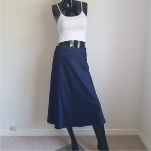 Express Navy Blue High Waisted Satin Skirt